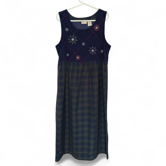 Bobbie Brooks Dresses & Skirts - Bobbie Brooks Navy blue and green plaid maxi dress size L